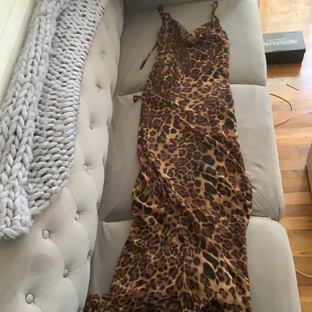 Open back cowl neck silk maxi dress